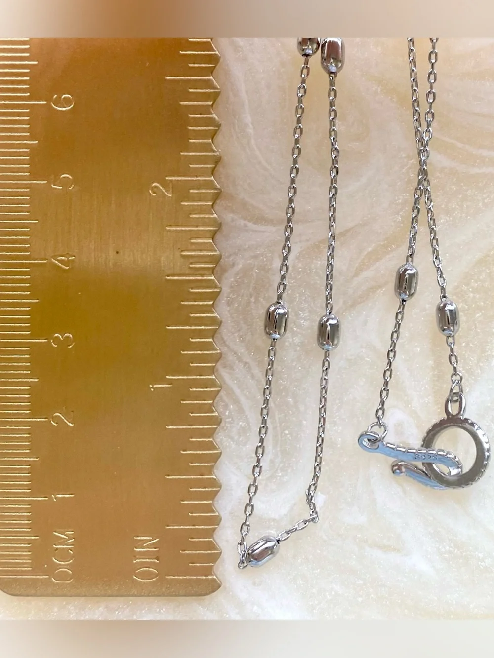 Sterling Silver Bead Station Necklace - Classic Silver